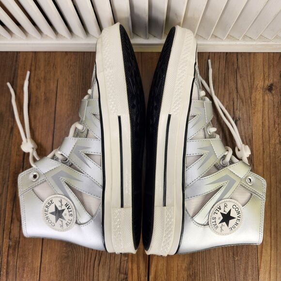 Converse Chuck 70 Mesh High Womens Size 9.5 Dull Silver Sneakers Shoes A15187C - Picture 5 of 9